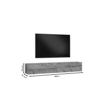 Mueble de TV de Pared moderno Blanco y Roble con 2 Cajones - 180x31.6x29.6 cm.