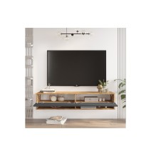 Mueble TV de Pared Color Antracita-Roble 140x31.6x29.6 cm - 2 Puertas - Estilo Moderno y Funcional.