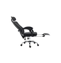 Silla de Oficina Manager con Reposapiés - Premium Quality Tela-Malla Negro - 124/114 x 58 x 62 cm.