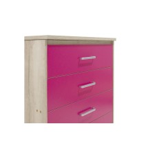 Cómoda de 4 Cajones, Color Rosa y Cambria, 80x40x95 cm, Organizador Versátil para Dormitorio