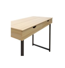 Mesa de Ordenador Metálica Negra con MDF en Madera de Arce - Escritorio con 2 Cajones - 100x48x75 cm